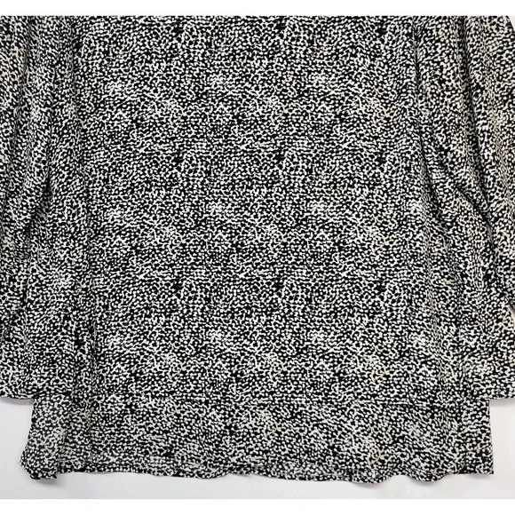Chicos Shirt Womens XL Black White Animal Print Button Front Long Sleeve Top Mod - Picture 13 of 15